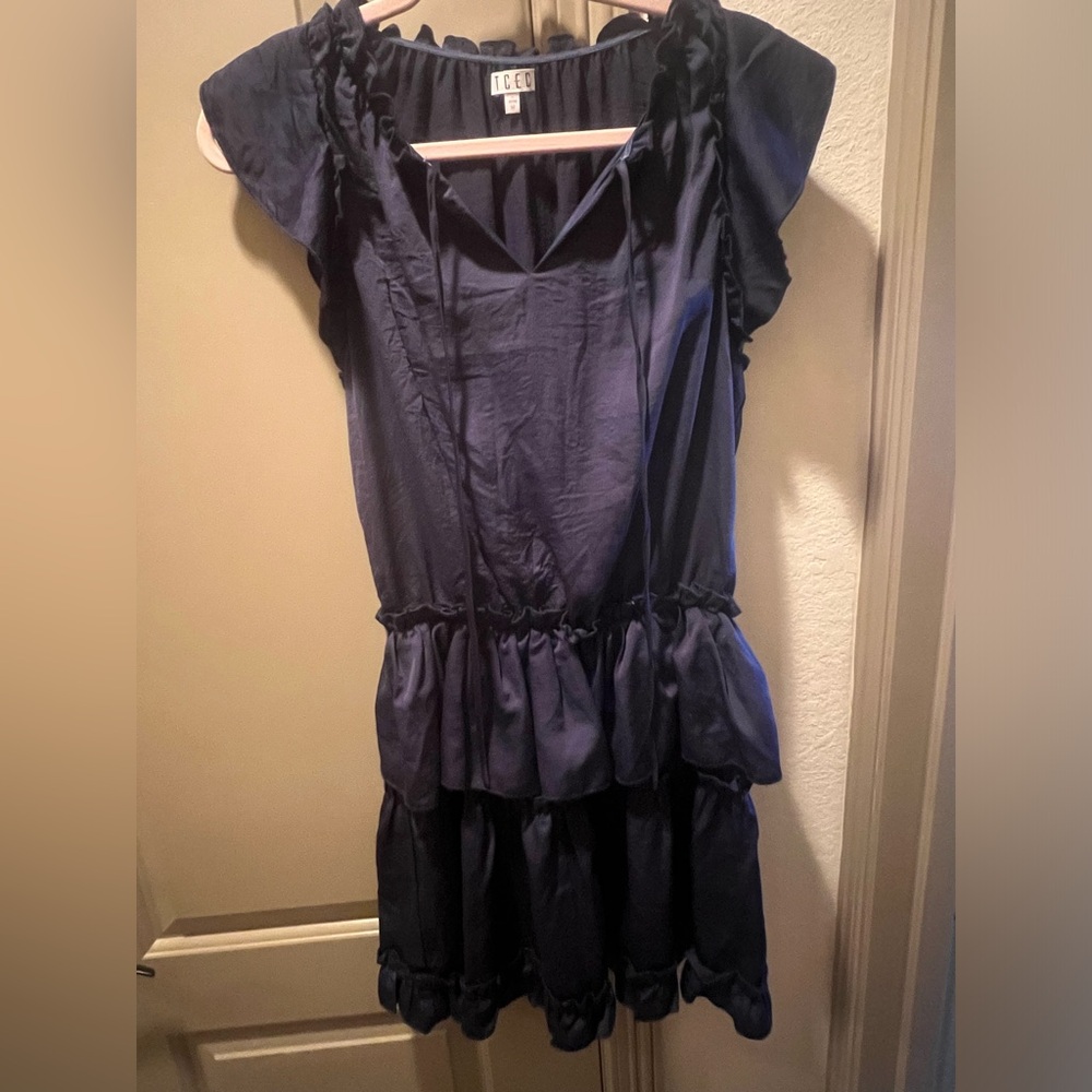 Navy TCEC Ruffle Dress - Picture 1 of 3